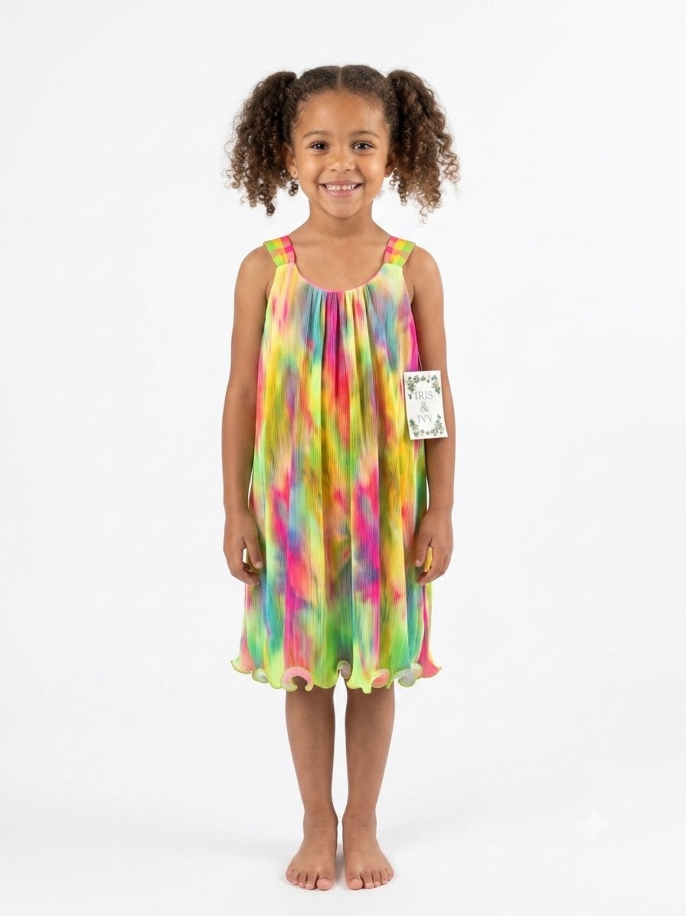 Iris & Ivy Girls Tie Dye Pleated Dress Size 6X Multi-Color - Picture 3 of 8